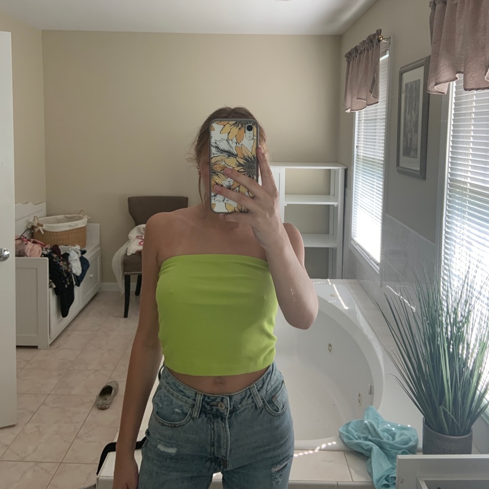 neon green FOREVER 21 tube top